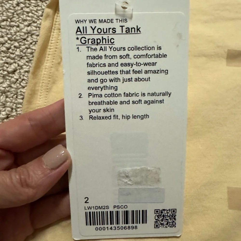 NWT Lululemon ALL YOURS TANK SIZE 2